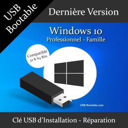 Clé USB Bootable + 1 Clé de Licence Windows 10 Professionnel