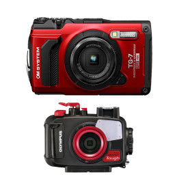 OLYMPUS compact étanche TG7 Rouge + Caisson étanche PT059